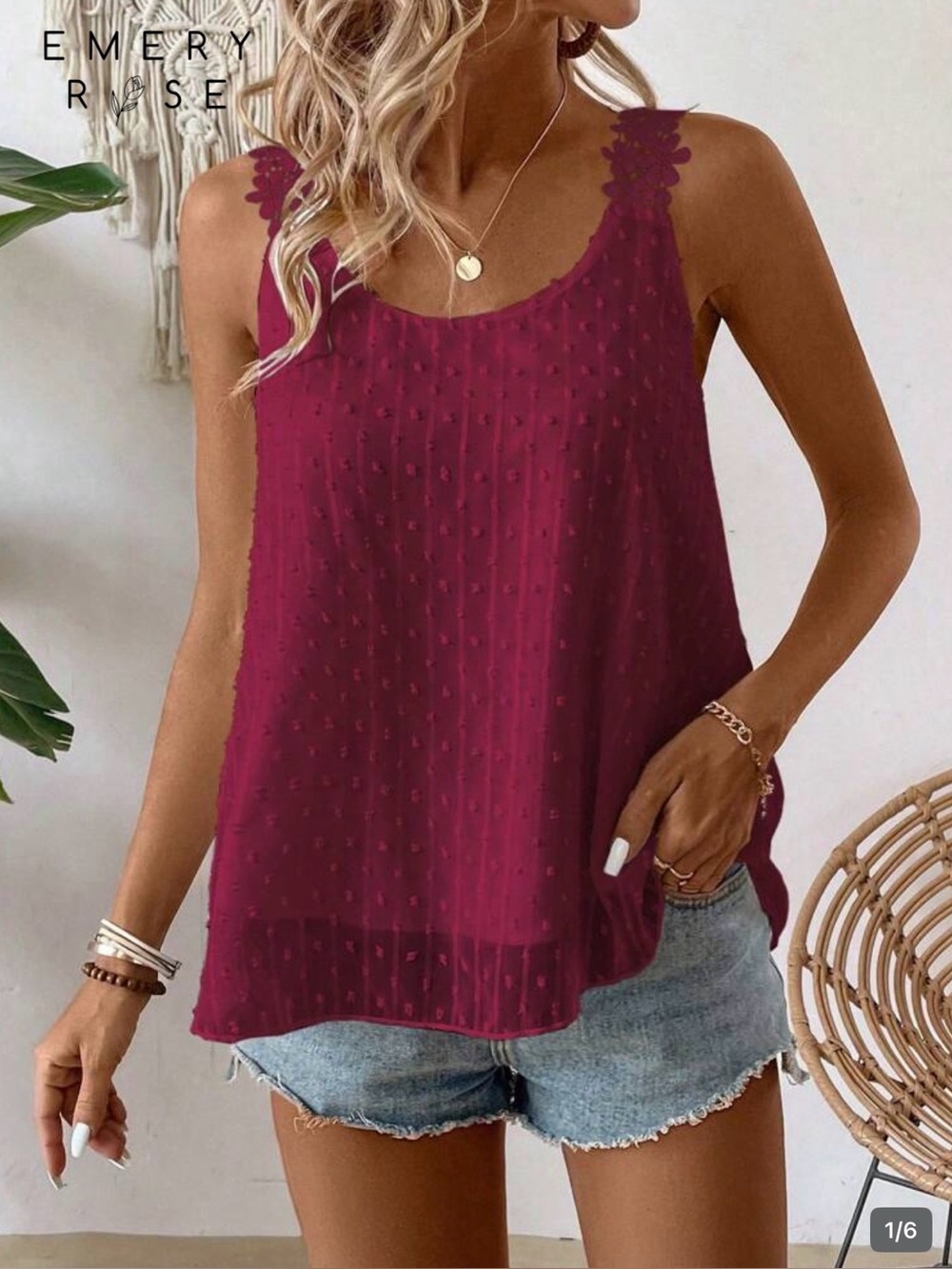 Women's Burgundy Sleeveless Tank Top